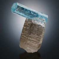 FB060 Aquamarine on Smoky Quartz