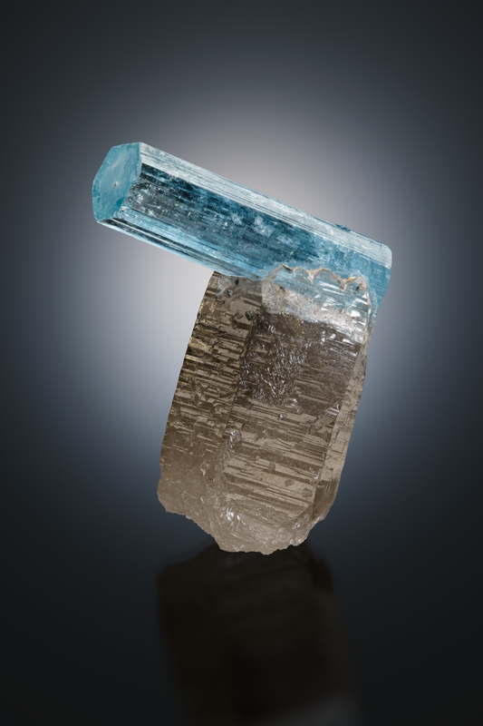 FB060 Aquamarine on Smoky Quartz